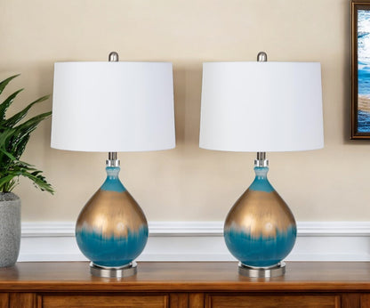 OCEAN BLUE AND GOLD TABLE LAMPS