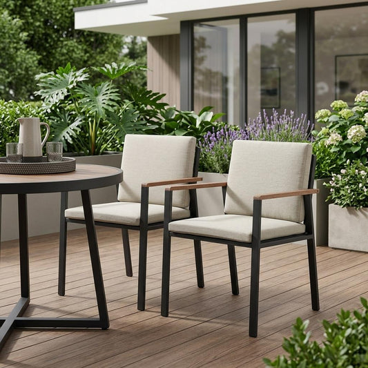 LAKEVIEW SET OF TWO TAUPE OUTDOOR DINING CHAIRS - Varnish & Vibe